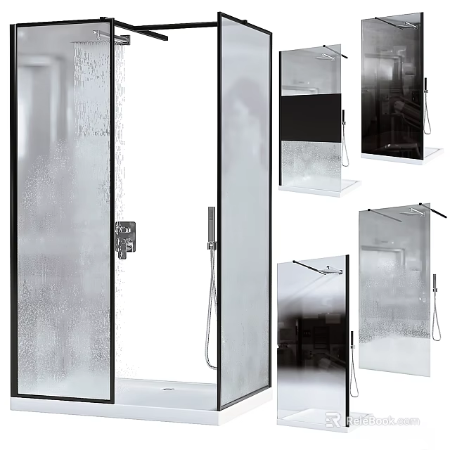 Modern Shower Sauna Unit With Glass Door And Steam Control Panel In Bathroom 3d model 