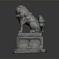 Traditional Stone Lion Statues With Classical Pedestal And Detailed Carving Work
