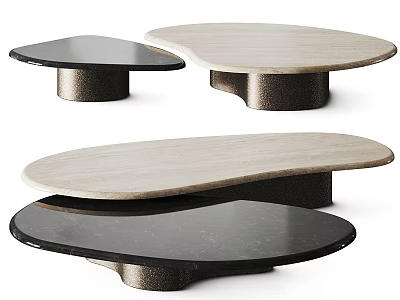 Modern Irregular Shape Coffee Tables With Stone Top And Metal Base 3d model