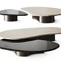 Modern Irregular Shape Coffee Tables With Stone Top And Metal Base 3d model
