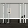 White Framed Transparent Glass Folding Doors in Modern Interior Space Dividing