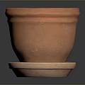 Terracotta Plant Pot With Saucer And Textured Design For Home Gardening