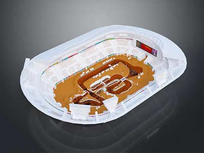 3D Model of Modern Stadium with Seating Sections and Central Sports Field 3d model