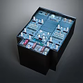 Black Electrical Control Panel With White Buttons Knobs Indicators Colorful Components And Layered Structure