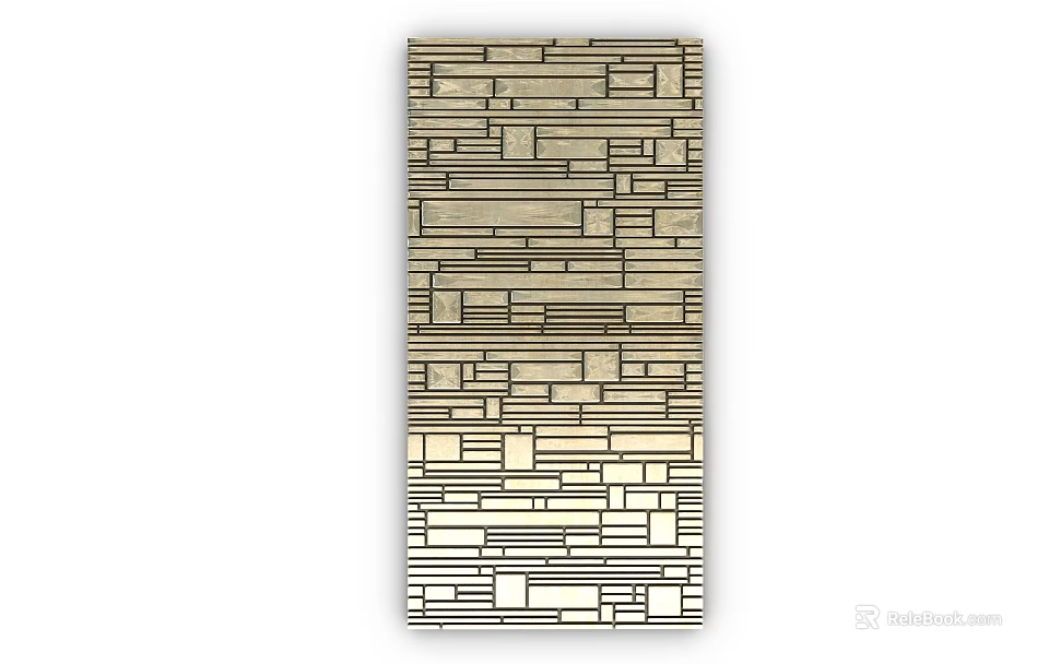 Modern Interior Wall Design Featuring Rectangular Panel Patterns In Neutral Tones 3d model 