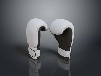 White And Black Boxing Gloves With Stylish Design And Reflective Surface Look 3d model