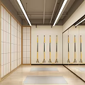 Yoga Themed Fitness Studio Interior With Art Decor