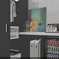 Gray Modern Wardrobe Design With LED Strip Lighting And Wall Art Decor