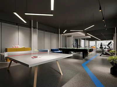 Modern Fitness Gym Interior With Treadmills Workout Equipment And Open Space Area 3d model