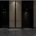Modern Elevator Hallway Interior Design With Marble Floor Decorative Wall And Lighting 3d model