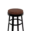 Modern Brown Leather Bar Stool With Black Metal Legs And Round Seat Design
