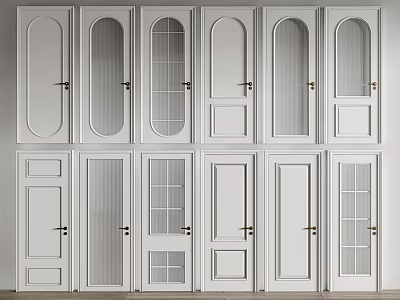 White Interior Hinged Doors With Various Panel And Glass Design Options 3d model