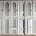 White Interior Hinged Doors With Various Panel And Glass Design Options 3d model