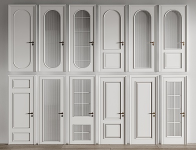 French cream style single door bedroom door bathroom door glass door wooden door single door swing door 3d model