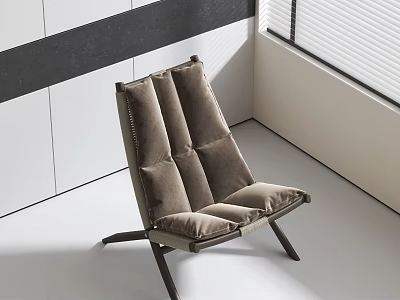 Modern Comfortable Leisure Chair With Light Colored Upholstery And Wooden Legs In Minimalist Interior 3d model