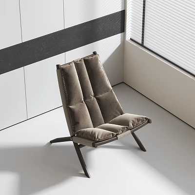 Modern Comfortable Leisure Chair With Light Colored Upholstery And Wooden Legs In Minimalist Interior 3d model