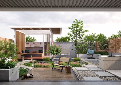 Modern courtyard landscape 3d model