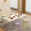 Cute Macaron Color Stackable Round Plastic Stools For Modern Home Dining And Casual Indoor Use