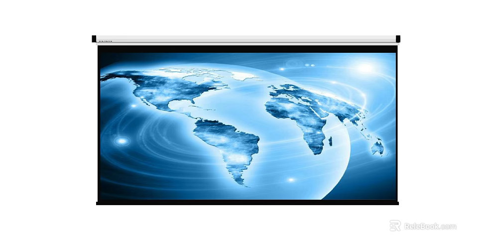 Projection Monitoring System With Blue World Map Earth Display On Projection Screen 3d model 