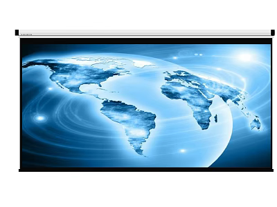 Projection Monitoring System With Blue World Map Earth Display On Projection Screen 3d model