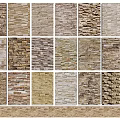 Various Stone Feature Walls With Different Textures And Earthy Tones For Interior Design 3d model