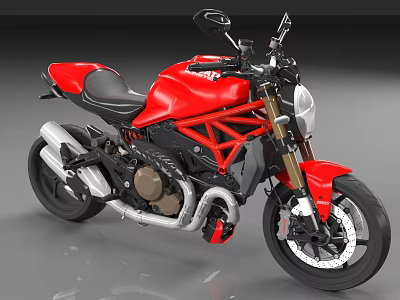 Red Modern Sports Motorcycle With Black Seat Silver Exhaust And Sleek Design 3d model