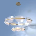 Modern Minimalist Pendant Chandelier With Translucent White Circular Shades Illuminated Design