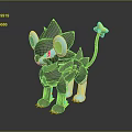 Fictional Creature Character With Black Body Blue Ears Red Eyes And Yellow Star Tail