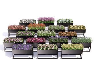 Modern Flower Box Outdoor Flower Box Flower Box Combination Green Plant Flower Box Road Flower Box 3d model