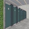 Modern Public Toilet Interior With Urinals Green Vertical Garden And Gray Flooring
