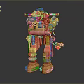 Golden Mechanical Robot Character With Humanoid Form And Intricate Metallic Structure
