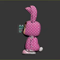 Cute Plush Toy With Rabbit Ears And Pink Polka Dot Outfit Holding Happy Easter Sign