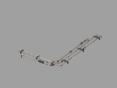 Industrial Metal Pipeline Structure With Multiple Pipes And Support Brackets 3d model