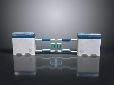 Modern Smart Gate With Metal Frame Blue Accents And Electronic Sensor Design 3d model