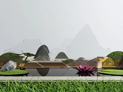 New Chinese landscape sketch waterscape sketch 3d model