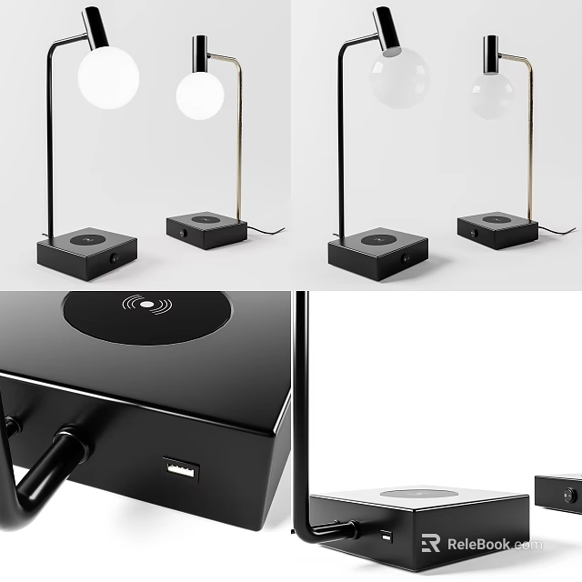 Modern Table Lamp With Wireless Charging Black Base And Sleek Design 3d model 