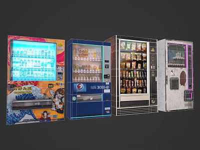 Smart Vending Machines Dispensing Drinks Snacks With Modern Digital Screens 3d model