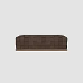 Brown Ottoman With Square Stitched Patchwork Design And Wooden Base Modern Style