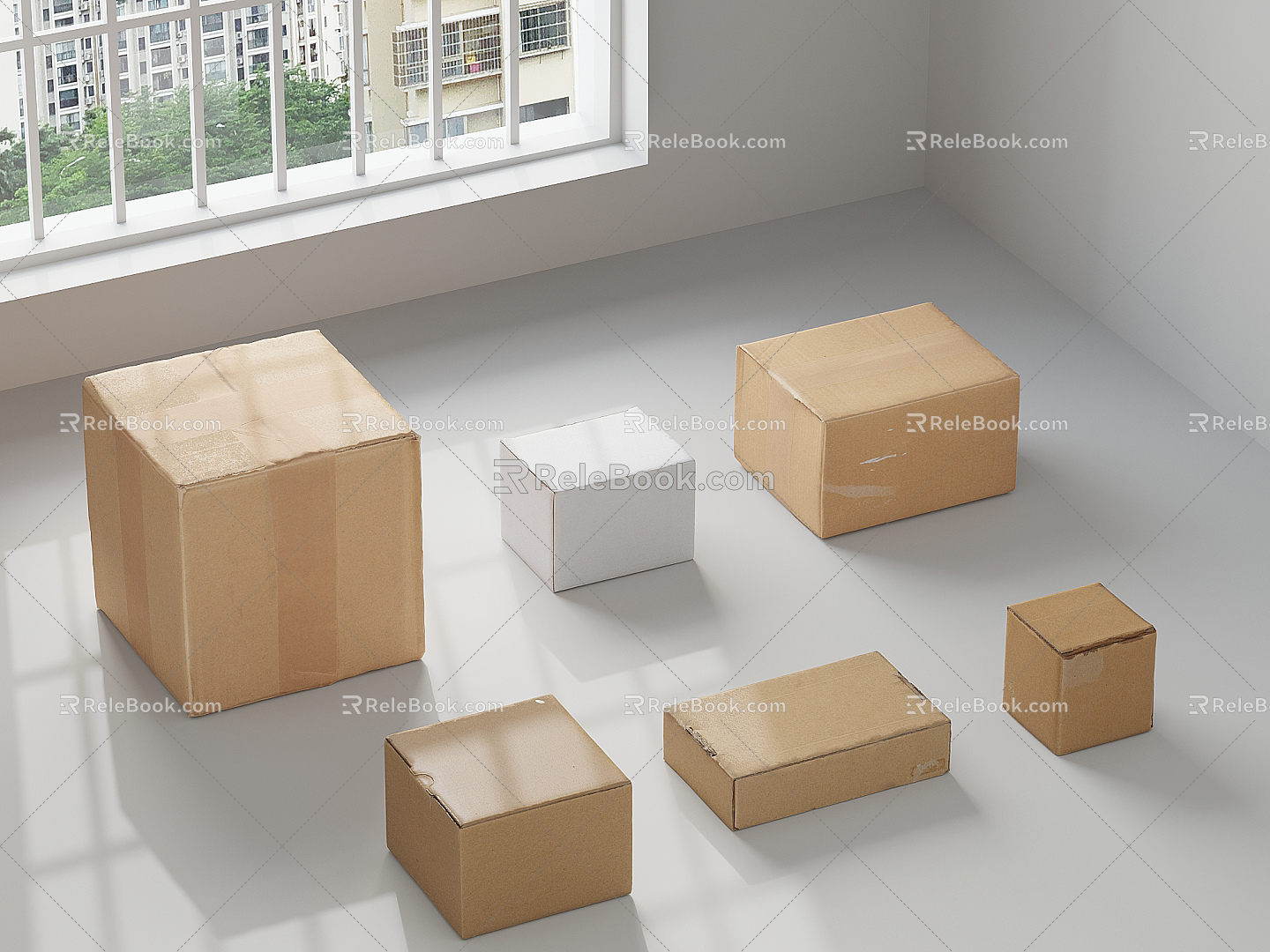 Modern Carton Carton Paper Case Packing Box Express Box Cardboard Box Cardboard Box 3d model