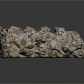 Natural Stone And Wood With Rough Surface And Orange Gray Natural Tones