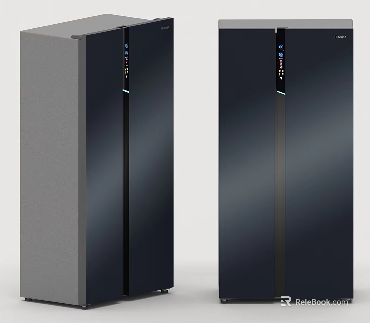 Modern Double Door Refrigerators With Sleek Design And Digital Control Panels 3d model 