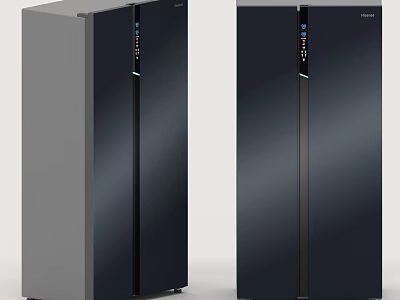 Modern Double Door Refrigerators With Sleek Design And Digital Control Panels 3d model
