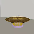 Modern Minimalist Wooden Coffee Table With Round Top And Slat Base Design