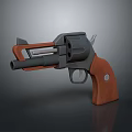 Modern 3D Rendered Revolver Pistol With Black Metal Body And Brown Wooden Grip