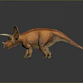 Realistic Orange Triceratops Dinosaur With White Horns And Colorful Frill