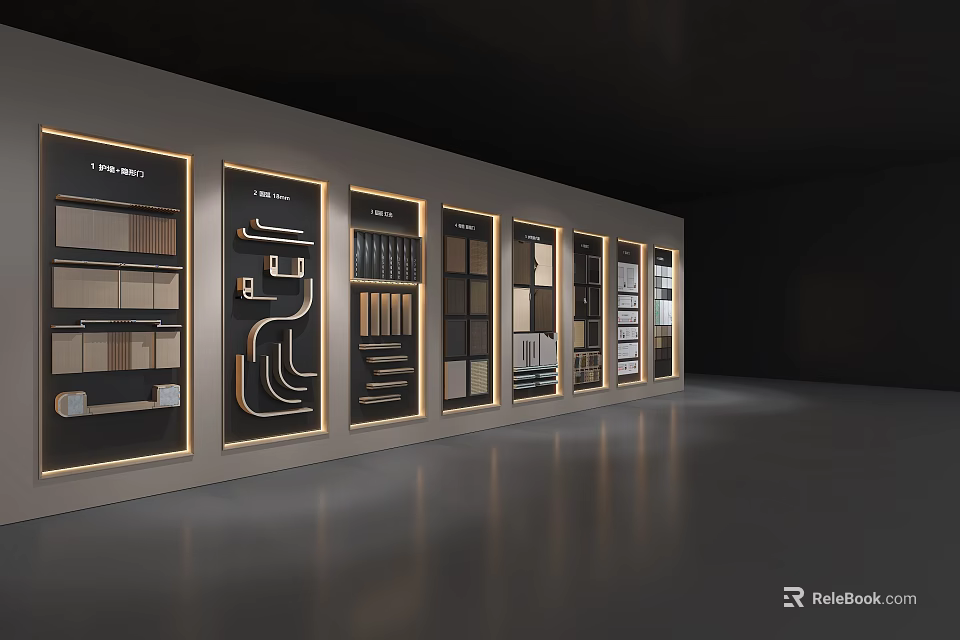 Furniture Store Modern Showroom With Well Arranged Material And Accessory Displays 3d model 