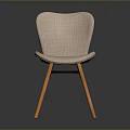 Modern Minimalist Light Pink Fabric Chair With Curved Backrest And Wooden Legs