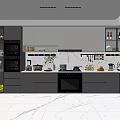 Modern Kitchen Interior With Gray Cabinets Marble Countertop And Stainless Steel Appliances