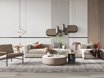 Light Luxury Sofa Coffee Table Combination 3d model