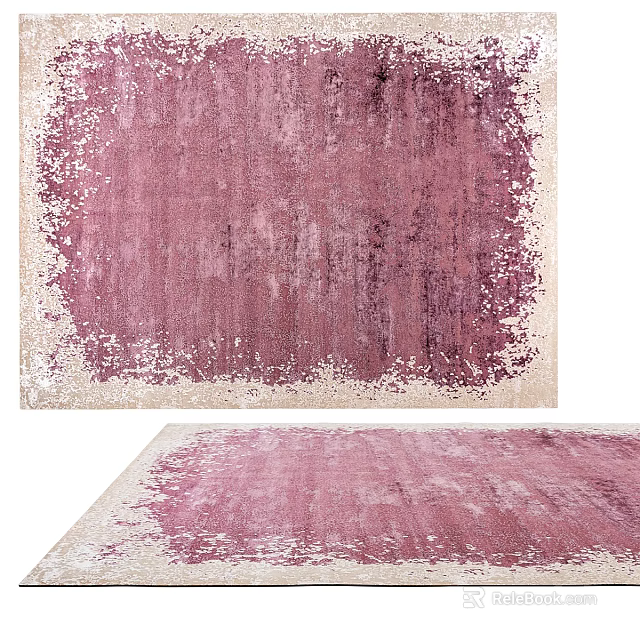 Soft Square Pink Rug With Cream Edging And Distressed Textured Design Pattern 3d model